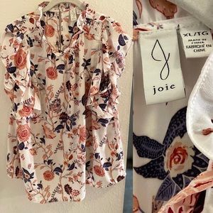Joie floral sleeveless blouse size XL spring summer